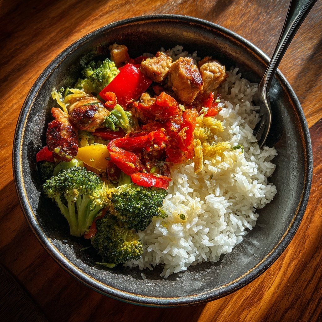 Kalorienarme Hähnchen Bowl Mit Reis