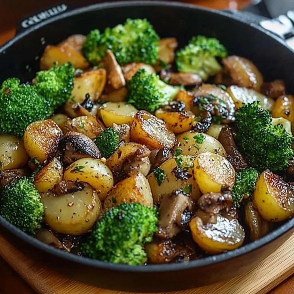 Brokkoli Kartoffel Pfanne mit Pilzen