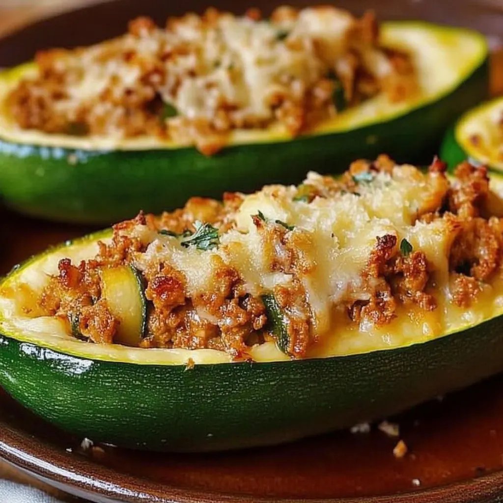 Gefüllte Zucchini mit Hackfleisch und Käse