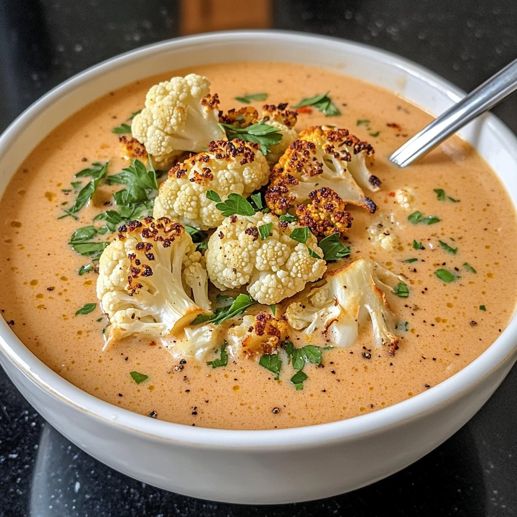 Einfache Blumenkohlsuppe aus dem Ofen
