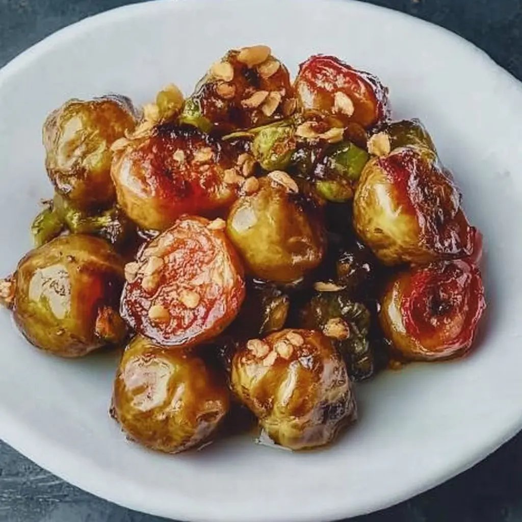 Gerösteter Rosenkohl mit Walnüssen und Honig