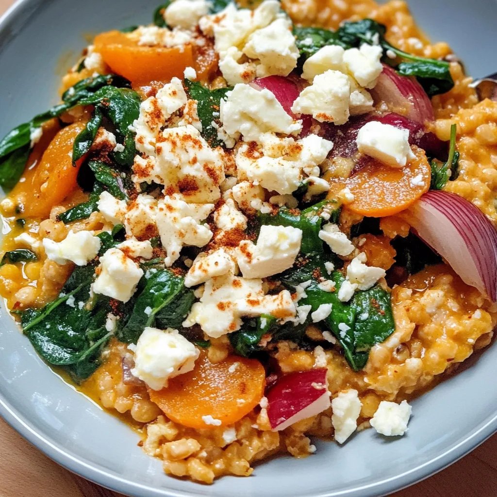 Hirsepfanne mit Kürbis, Spinat und Feta