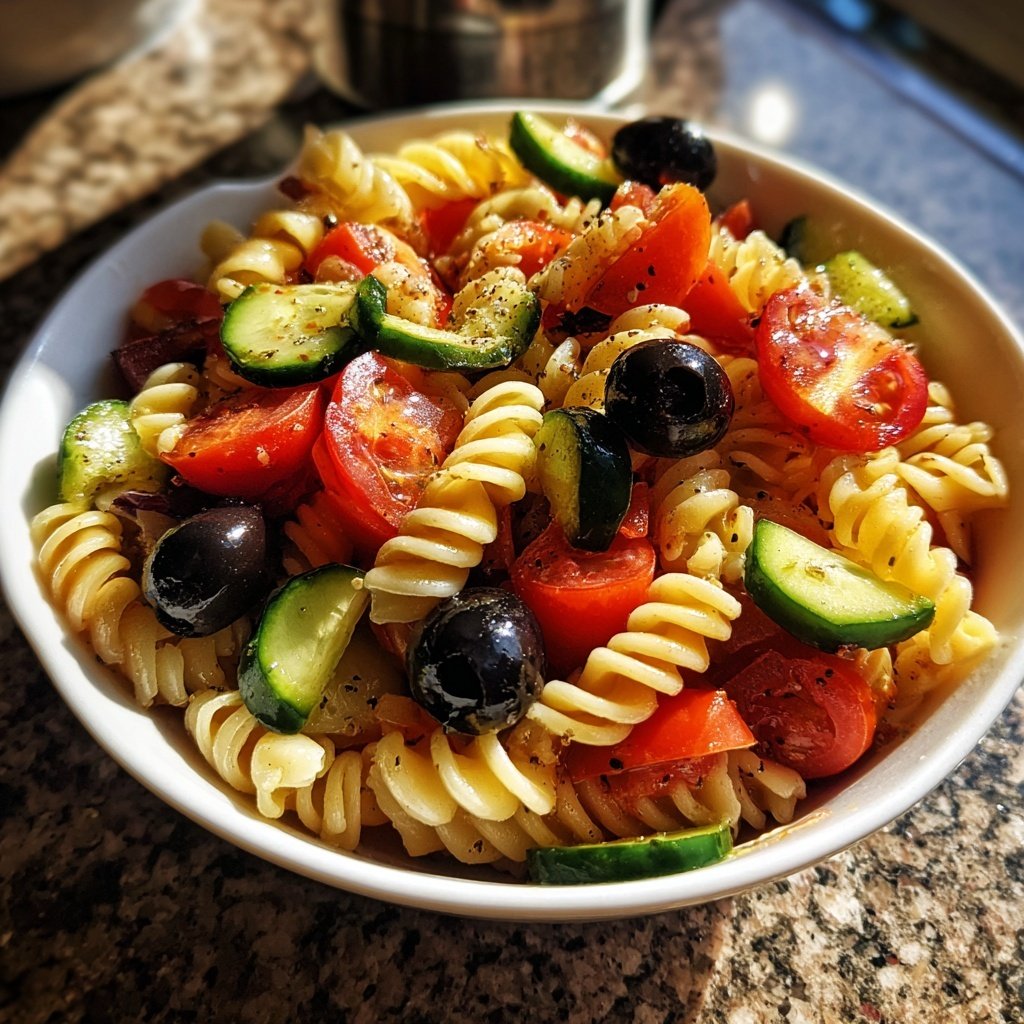 Mediterraner Nudelsalat Mit Oliven