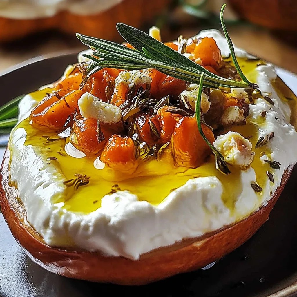 Gefüllte Süßkartoffeln mit Burrata